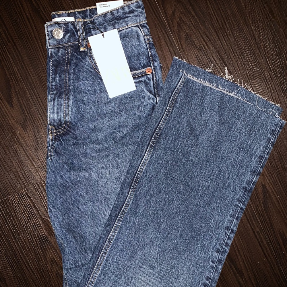 Zara Wide Leg Jeans Navy Blue new with tags